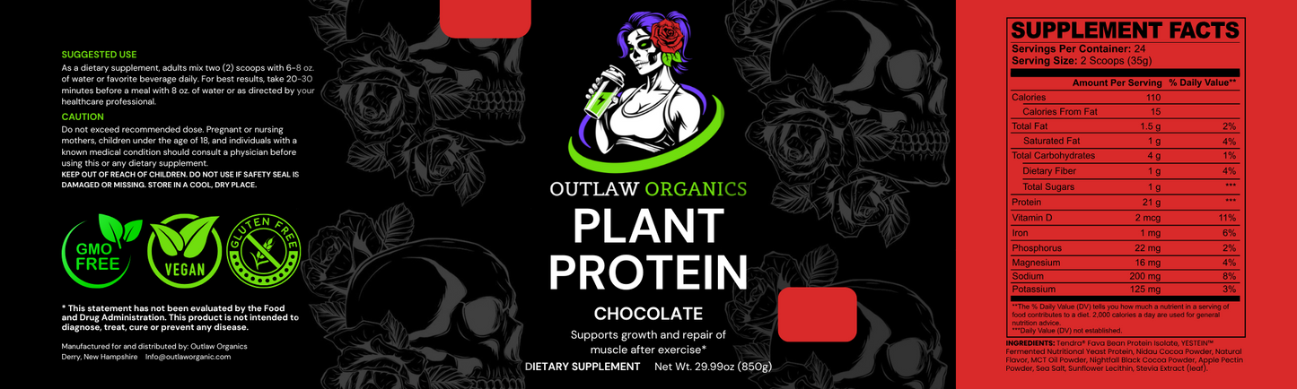 Vegan Plant Protein (Chocolate) Non-GMO Gluten Free